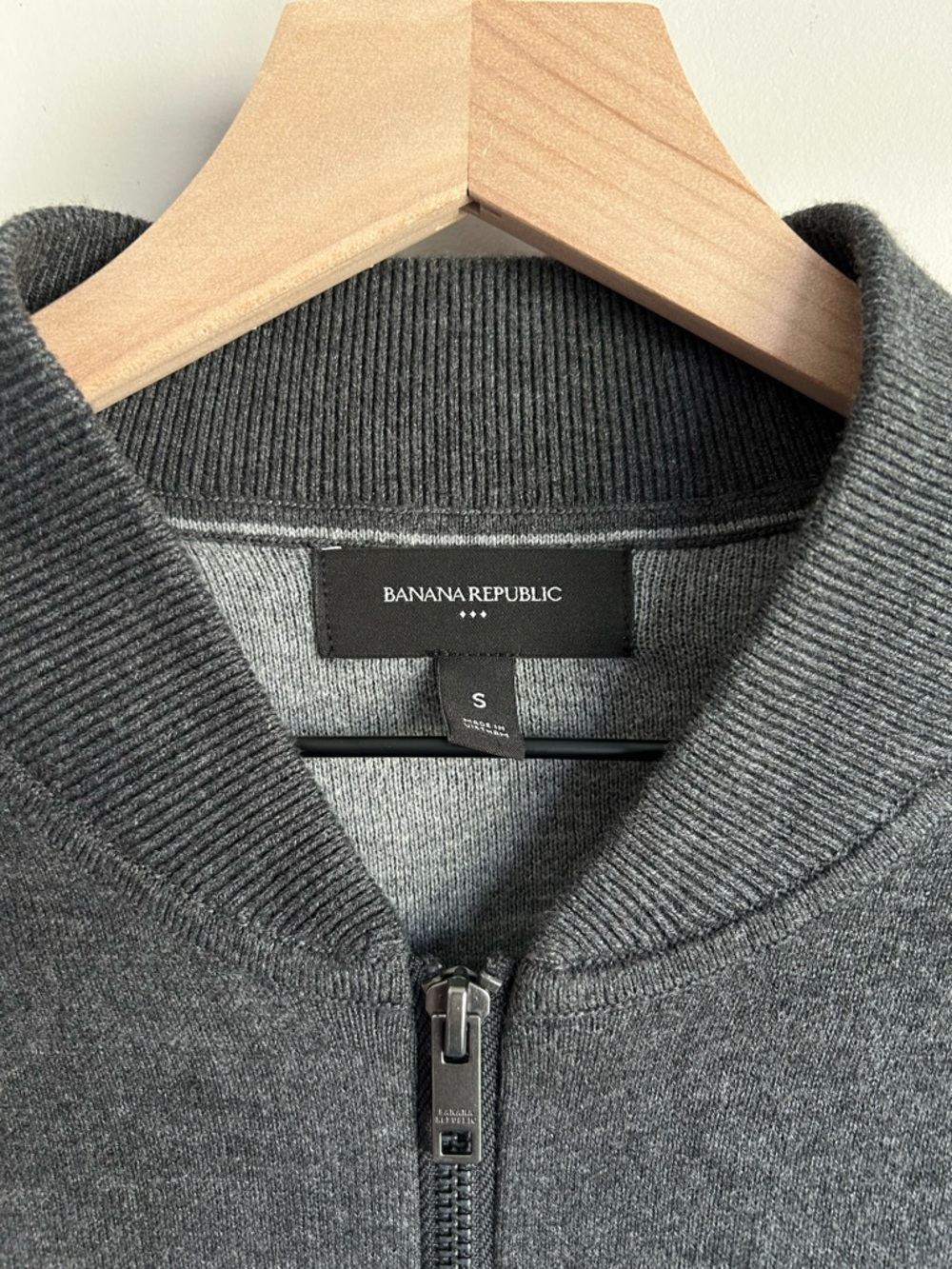 Banana Republic Factory Dark Grey Cotton Blend Bomber Jacket Mens S - Picture 5 of 6